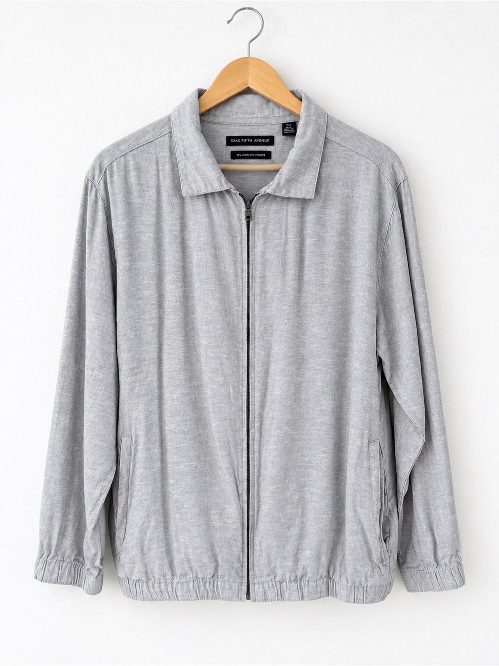 Saks Fifth Avenue Men’s Linen Blend Full Zip Jacket Gray Size Medium